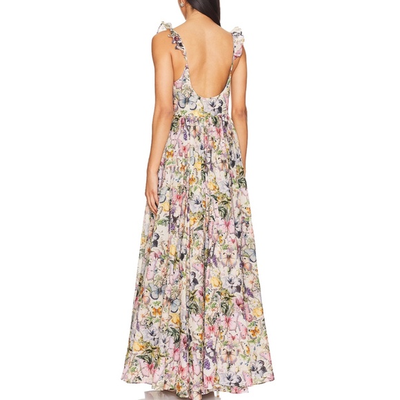 NWT Selkie Penny Lane Butterflies Printed Botanical Maxi Cotton Dress - Picture 7 of 14